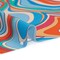 1 Yard Charmeuse Silk Retro Swirl Print Fabric Italian Made Blue, Orange & Pink 53 Inch Width